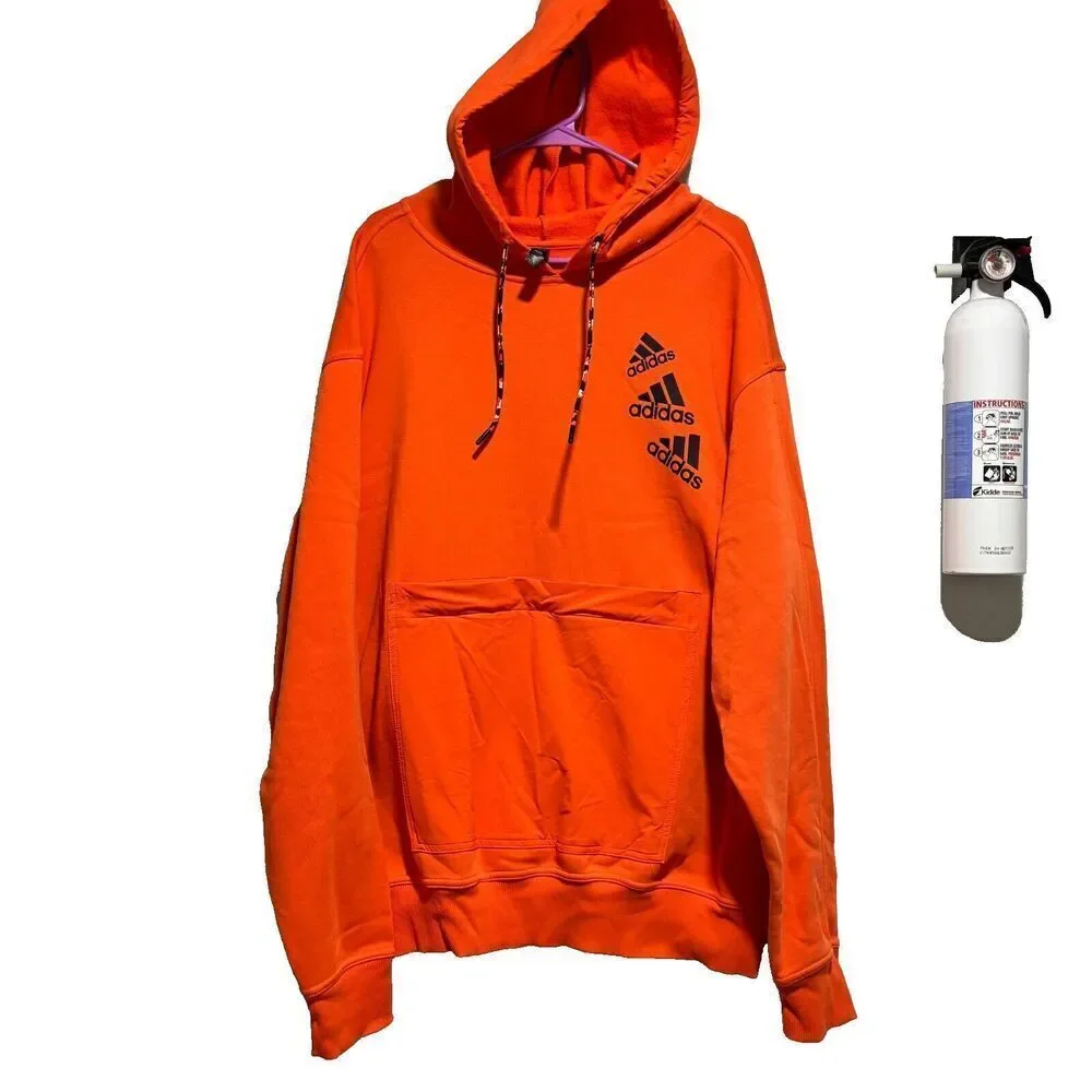 Adidas Women's Essentials‎ Brandlove Hoodie Orange XL Zipper Pocket Long Sleeve